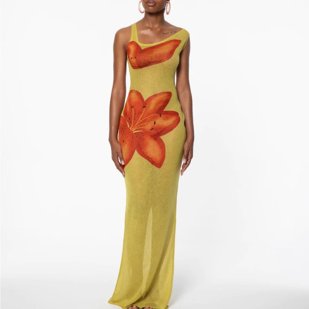 Hanifa chartreuse flora dress
